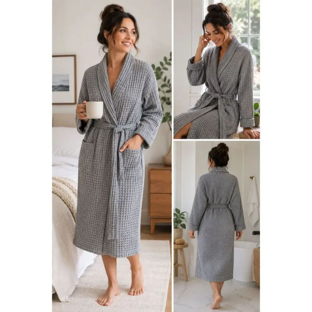 PARACHUTE Luxury Spa Waffled Robe - Gray M